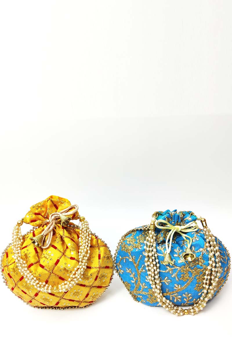 Set Of 2 beautiful Zardosi work potli bag - MC251529